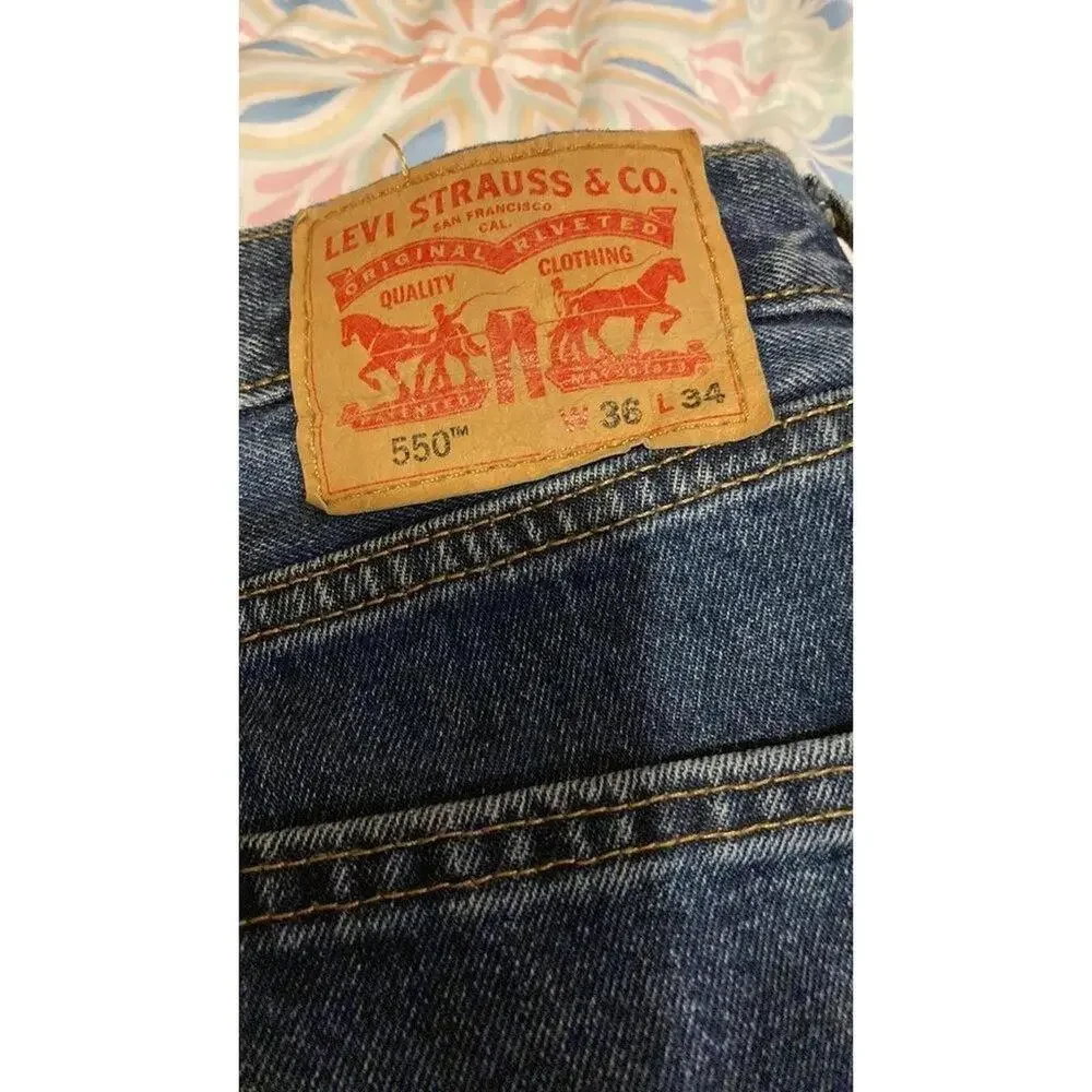 Levi's‎ 550 Relaxed Fit Tapered Leg Jeans Men's 36x34 Blue Denim Classic Comfort